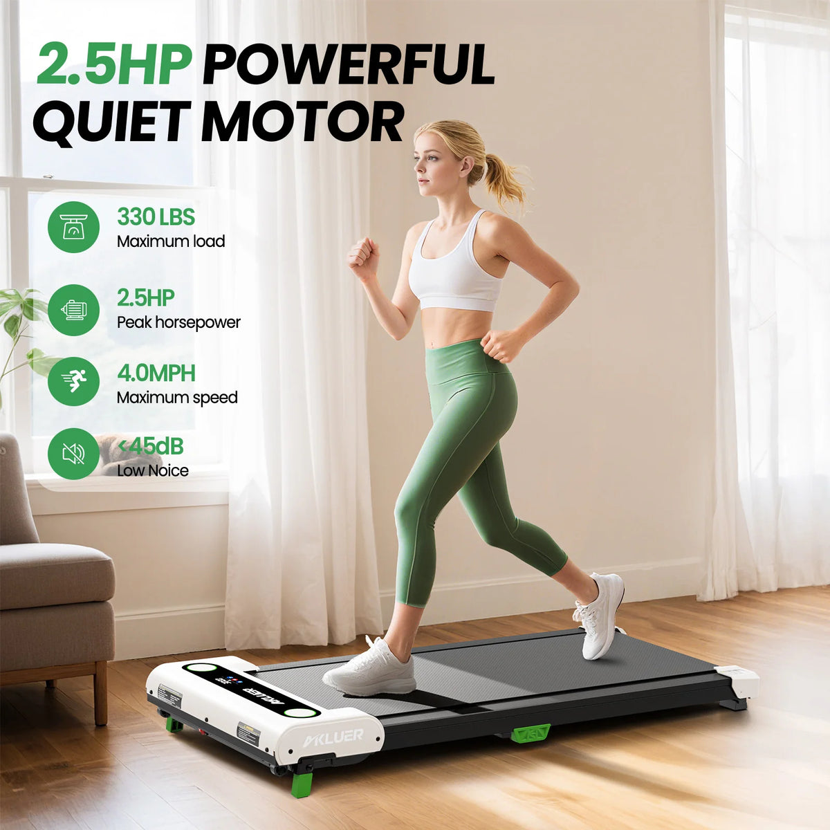 Tapis de marche et de course électrique plat (en stock aux États-Unis), grand écran LED, moteur silencieux et mince, inclinaison manuelle, pour la maison, le bureau et le sport en intérieur.