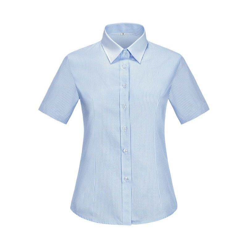Chemise de travail rayée en coton pour enseignant - Tenue professionnelle formelle - Style identique pour hommes et femmes - Vêtement professionnel - Manches longues et courtes - Tenue de travail pour l'été