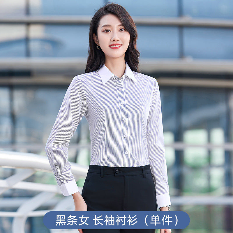 Chemise de travail rayée en coton pour enseignant - Tenue professionnelle formelle - Style identique pour hommes et femmes - Vêtement professionnel - Manches longues et courtes - Tenue de travail pour l'été