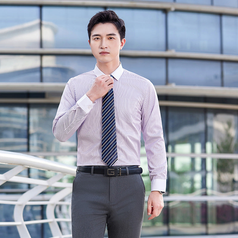 Chemise de travail rayée en coton pour enseignant - Tenue professionnelle formelle - Style identique pour hommes et femmes - Vêtement professionnel - Manches longues et courtes - Tenue de travail pour l'été