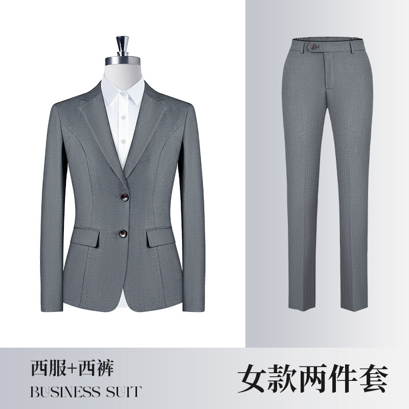 Costume business assorti pour hommes et femmes – Coupe ajustée tendance automne-hiver – Ensemble veste, pantalon, gilet et robe pour femmes »