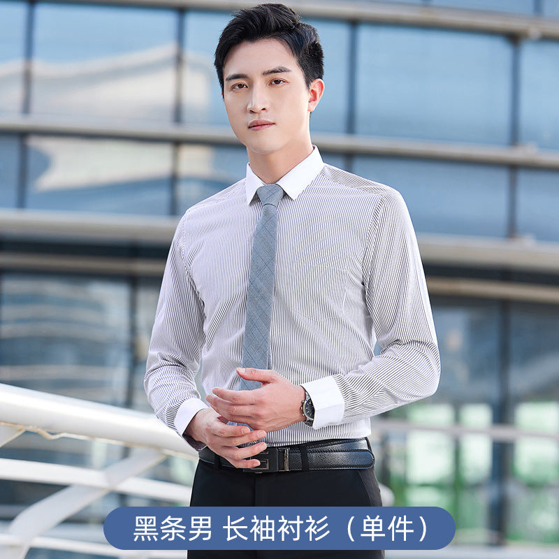 Chemise de travail rayée en coton pour enseignant - Tenue professionnelle formelle - Style identique pour hommes et femmes - Vêtement professionnel - Manches longues et courtes - Tenue de travail pour l'été