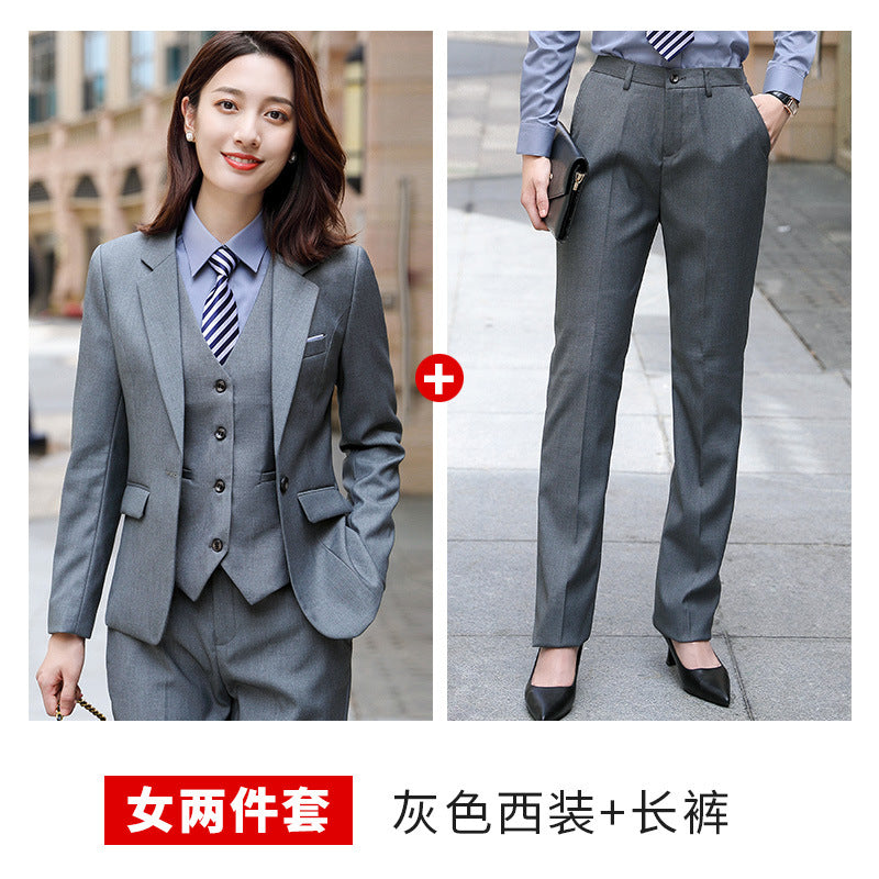 Tenue professionnelle pour hommes et femmes, costumes d'affaires ajustés et tendance pour l'automne et l'hiver, costumes formels quatre pièces avec gilet pour femmes.