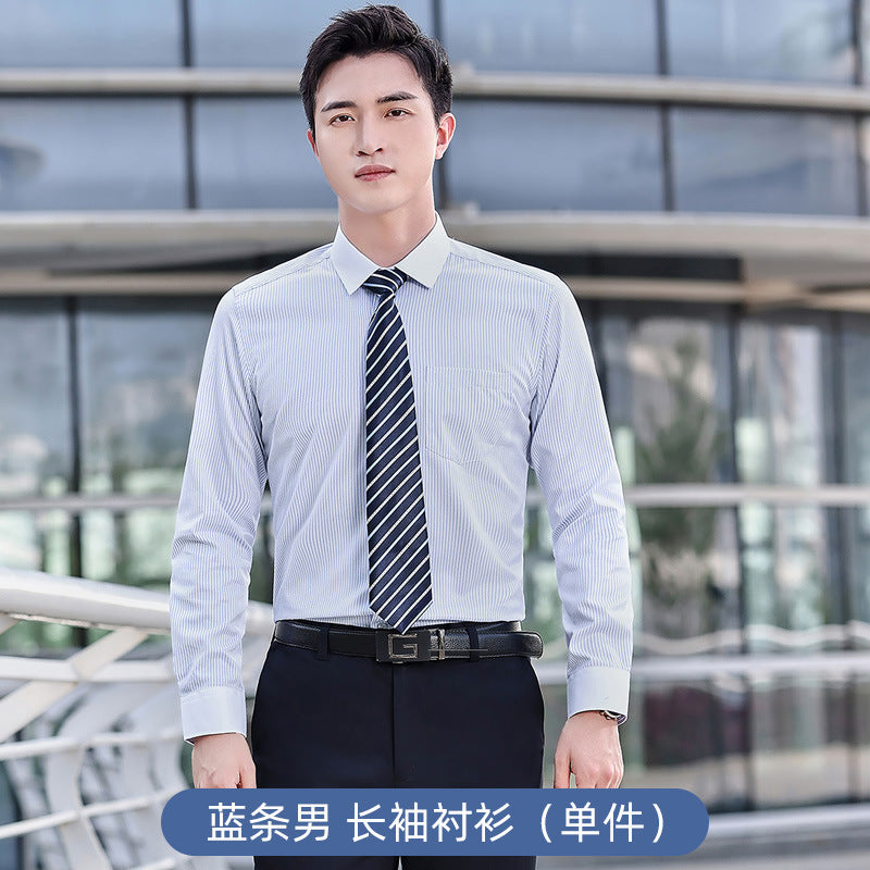 Chemise de travail rayée en coton pour enseignant - Tenue professionnelle formelle - Style identique pour hommes et femmes - Vêtement professionnel - Manches longues et courtes - Tenue de travail pour l'été