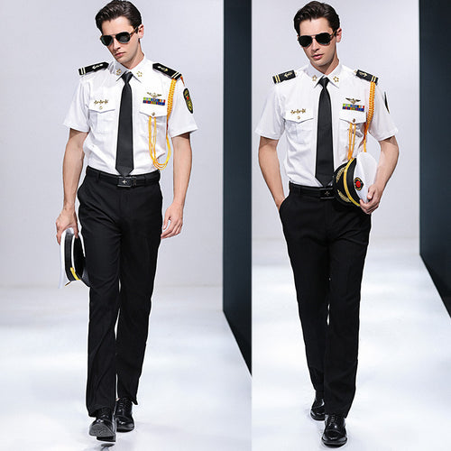 Captain's shirt : Chemise de capitaineSailor's shirt : Chemise de marinCaptain's clothes : Vêtements de capitaineStylist's empty uniform shirt : Chemise d'uniforme vide de stylistePerformance clothes : Vêtements de scène (ou de spectacle)Overalls shirt :