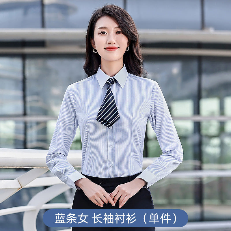 Chemise de travail rayée en coton pour enseignant - Tenue professionnelle formelle - Style identique pour hommes et femmes - Vêtement professionnel - Manches longues et courtes - Tenue de travail pour l'été
