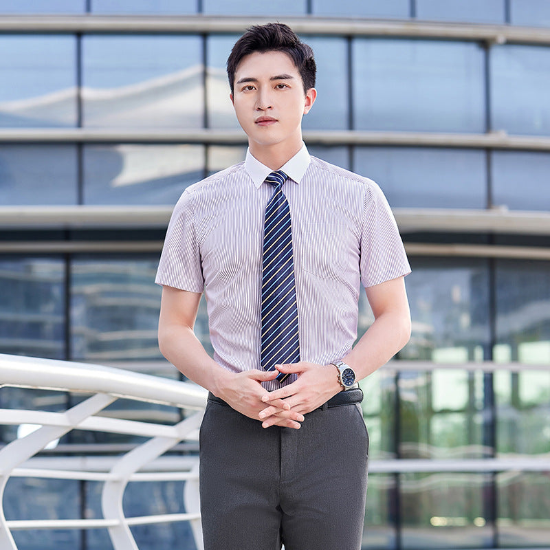 Chemise de travail rayée en coton pour enseignant - Tenue professionnelle formelle - Style identique pour hommes et femmes - Vêtement professionnel - Manches longues et courtes - Tenue de travail pour l'été