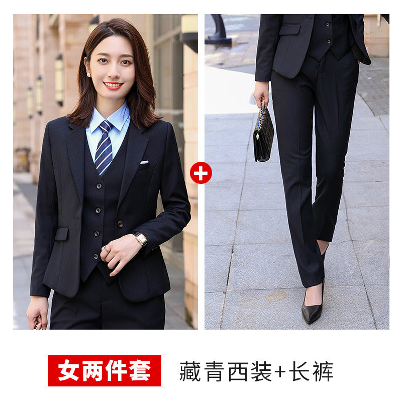 Tenue professionnelle pour hommes et femmes, costumes d'affaires ajustés et tendance pour l'automne et l'hiver, costumes formels quatre pièces avec gilet pour femmes.