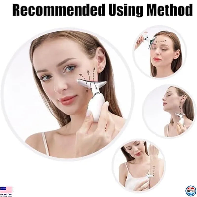Appareil de beauté pour le cou et le visage, outil de tonification de la peau pour usage domestique avec 7 couleurs, unisexe.