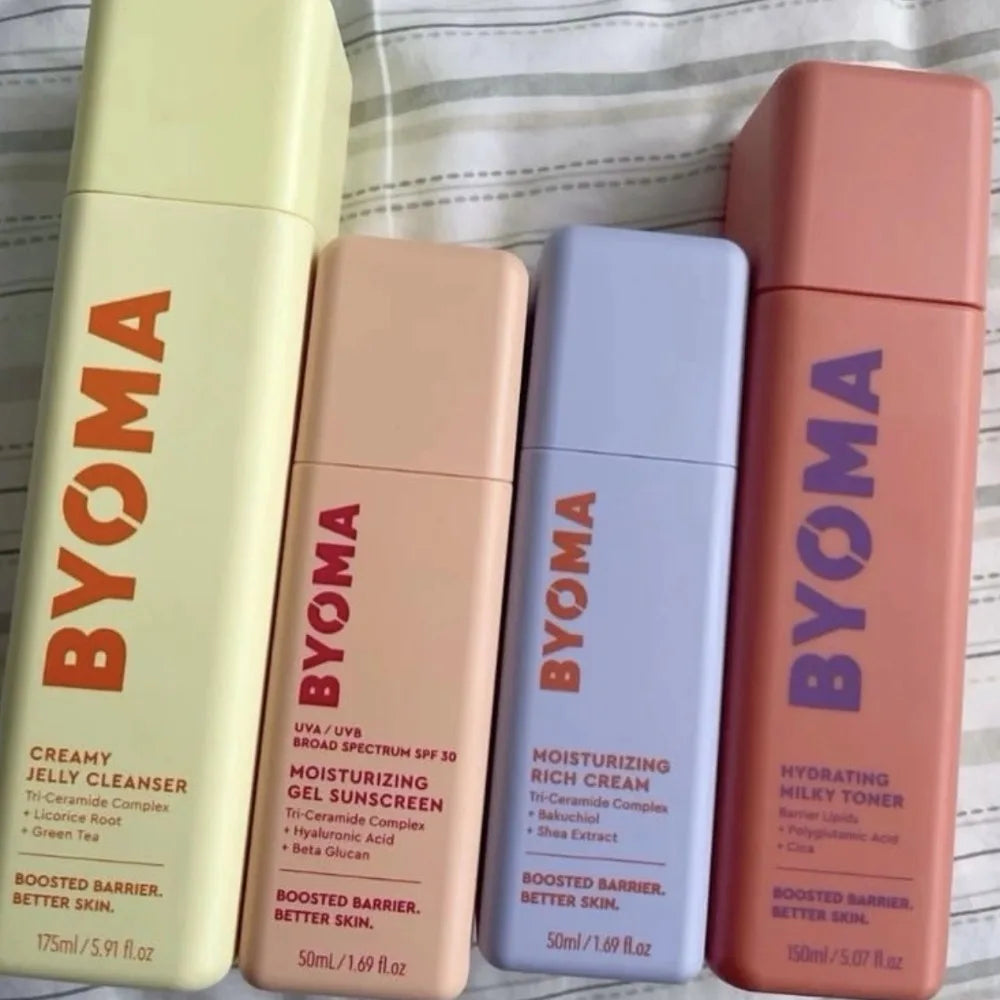 Mots et expressions clésOriginal : Original / D'origineBoost : Booster / StimulantBarrier : Barrière (cutanée)Gentle : Doux / DouceBetter : MeilleurEssence : Essence (soin liquide pour la peau)Skincare : Soin de la peauBYOMA : BYOMA (nom d'une marque de c