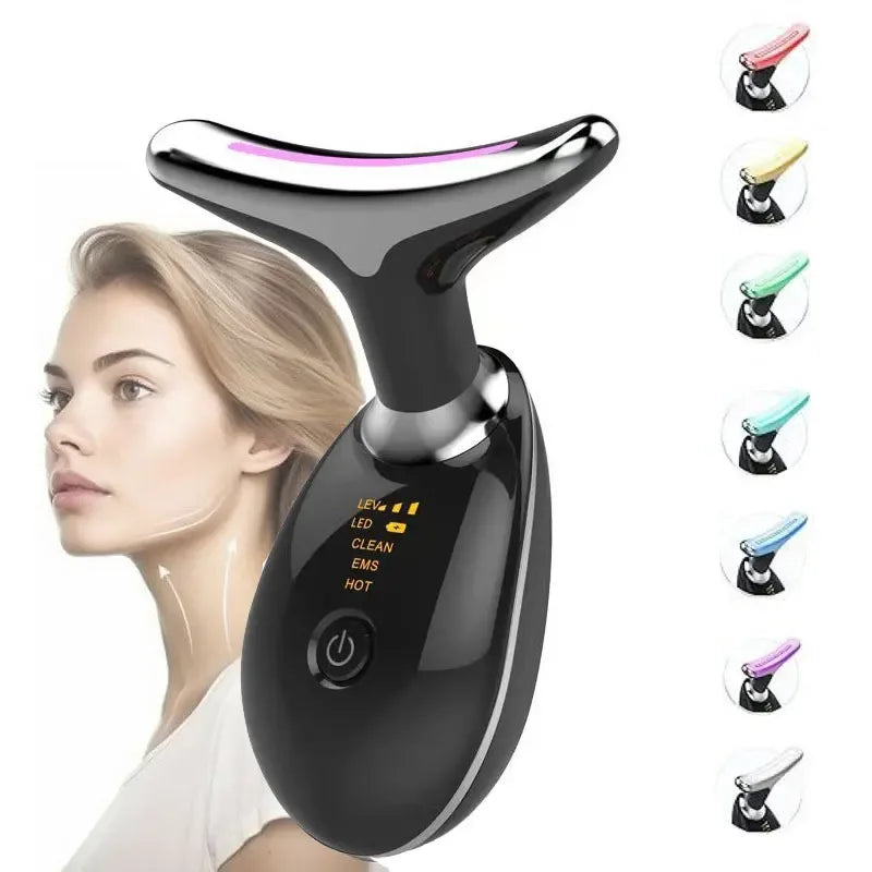 Appareil de beauté portable pour le visage et le cou avec massage par vibration, idéal pour atténuer les rides du cou, lifter le visage et soigner le double menton.