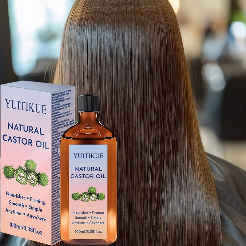Huile de ricin naturelle YUITIKUE 100 ml, huile de soin polyvalente quotidienne nourrissante, raffermissante et lissante pour les cheveux et la peau »