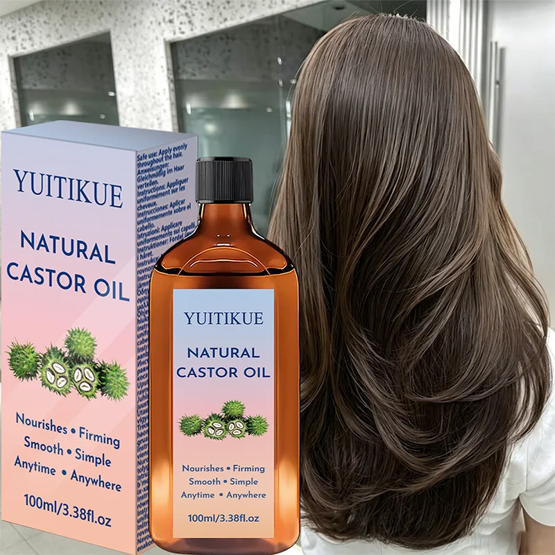 Huile de ricin naturelle YUITIKUE 100 ml, huile de soin polyvalente quotidienne nourrissante, raffermissante et lissante pour les cheveux et la peau »