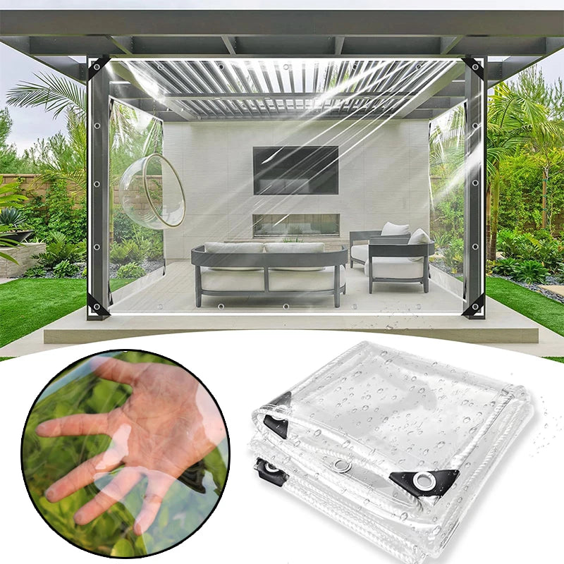 Bâche en PVC transparente épaissie de 0,35 mm/0,55 mm, housse de pluie pour plantes succulentes de jardin, rideau de bâche transparent pour pergola extérieure