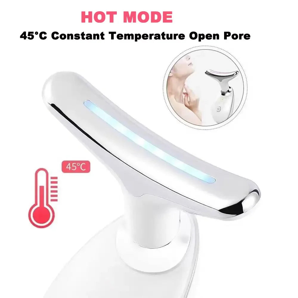 Appareil de beauté portable pour le visage et le cou avec massage par vibration, idéal pour atténuer les rides du cou, lifter le visage et soigner le double menton.