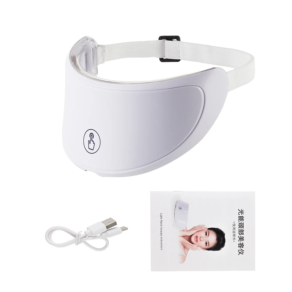 Machine de beauté pour le visage et le cou, masque facial LED et masque de cou à photothérapie avec 7 couleurs et masseur de soin de la peau.