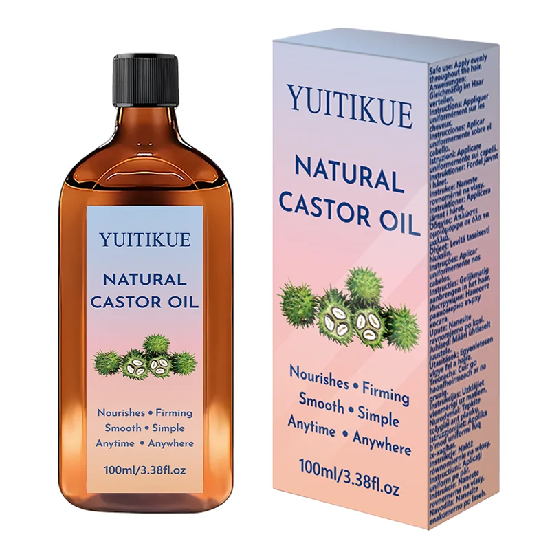 Huile de ricin naturelle YUITIKUE 100 ml, huile de soin polyvalente quotidienne nourrissante, raffermissante et lissante pour les cheveux et la peau »