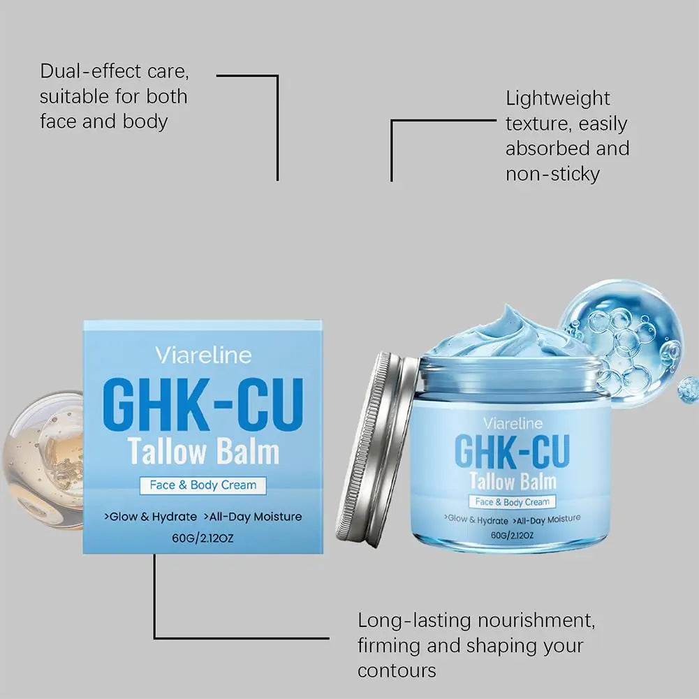 Baume au suif et peptide de cuivre GHK-CU, crème bleue pour peau sèche, hydratation en profondeur, nourrissant, non gras, unifie le teint, réduit les rides, soin de la peau.