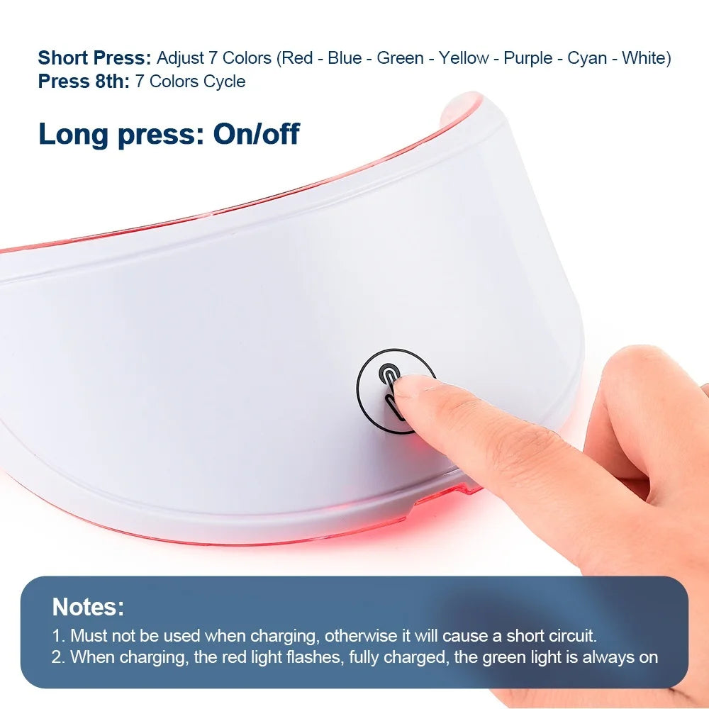 Machine de beauté pour le visage et le cou, masque facial LED et masque de cou à photothérapie avec 7 couleurs et masseur de soin de la peau.