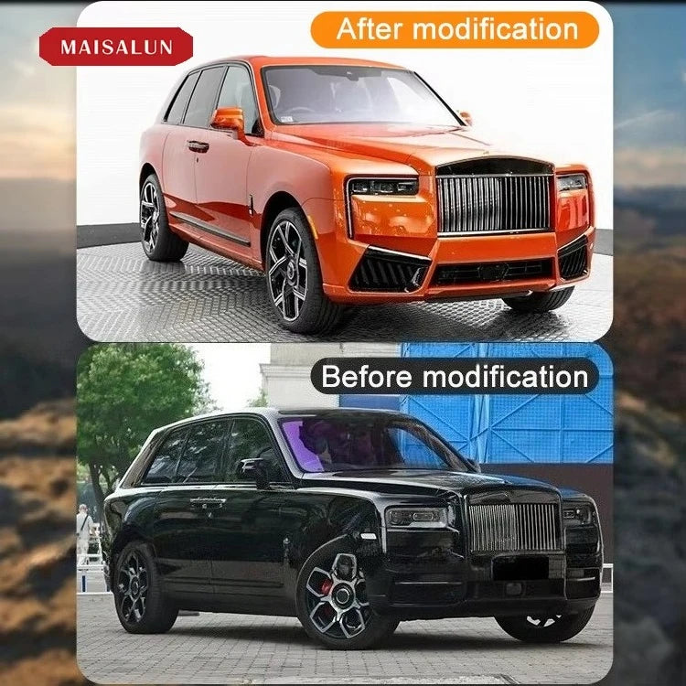 Dernier kit de carrosserie et pare-chocs pour Rolls-Royce Cullinan (2018-2024) : mise à niveau vers le modèle 2025, incluant pare-chocs, calandre et phares.