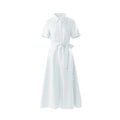 Robe longue pour femme au style élégant français, col polo, manches courtes, fleurs 3D, simple-boutonnage, taille haute avec nœud et lacets (Collection Printemps 2026)