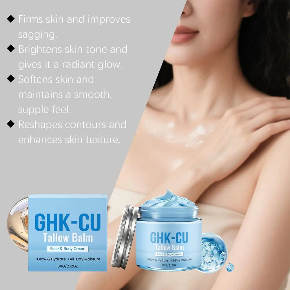 Baume au suif et peptide de cuivre GHK-CU, crème bleue pour peau sèche, hydratation en profondeur, nourrissant, non gras, unifie le teint, réduit les rides, soin de la peau.