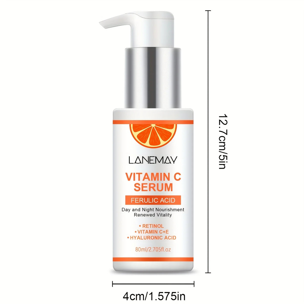 Sérum à la vitamine C avec acide férulique et acide hyaluronique – Hydrate et repulpe la peau, restaure l'éclat, améliore la peau terne.