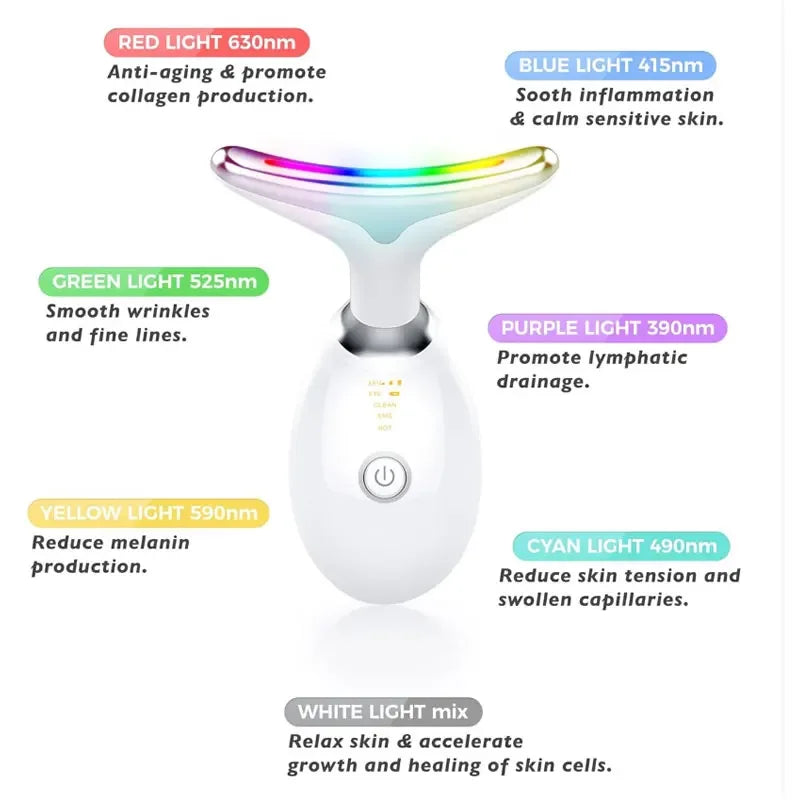 Appareil de beauté portable pour le visage et le cou avec massage par vibration, idéal pour atténuer les rides du cou, lifter le visage et soigner le double menton.