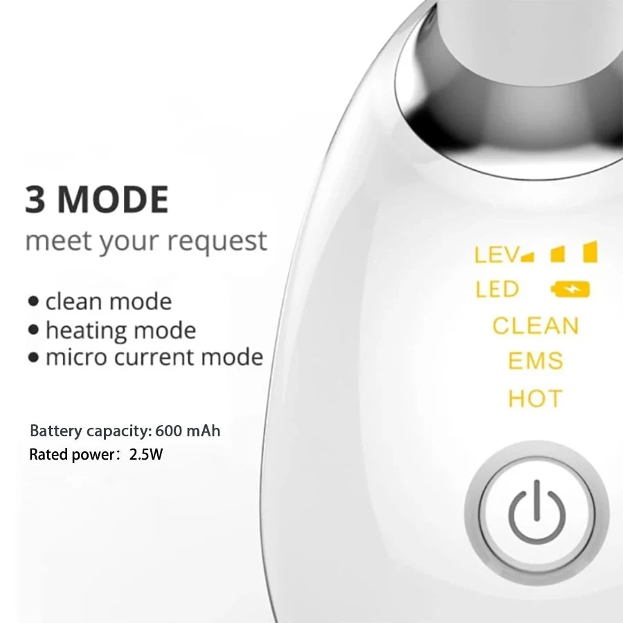 1pièce d'appareil de beauté pour le visage et le cou à impulsions intenses, outil raffermissant et anti-rides, masseur visage et cou rechargeable à LED tricolore.