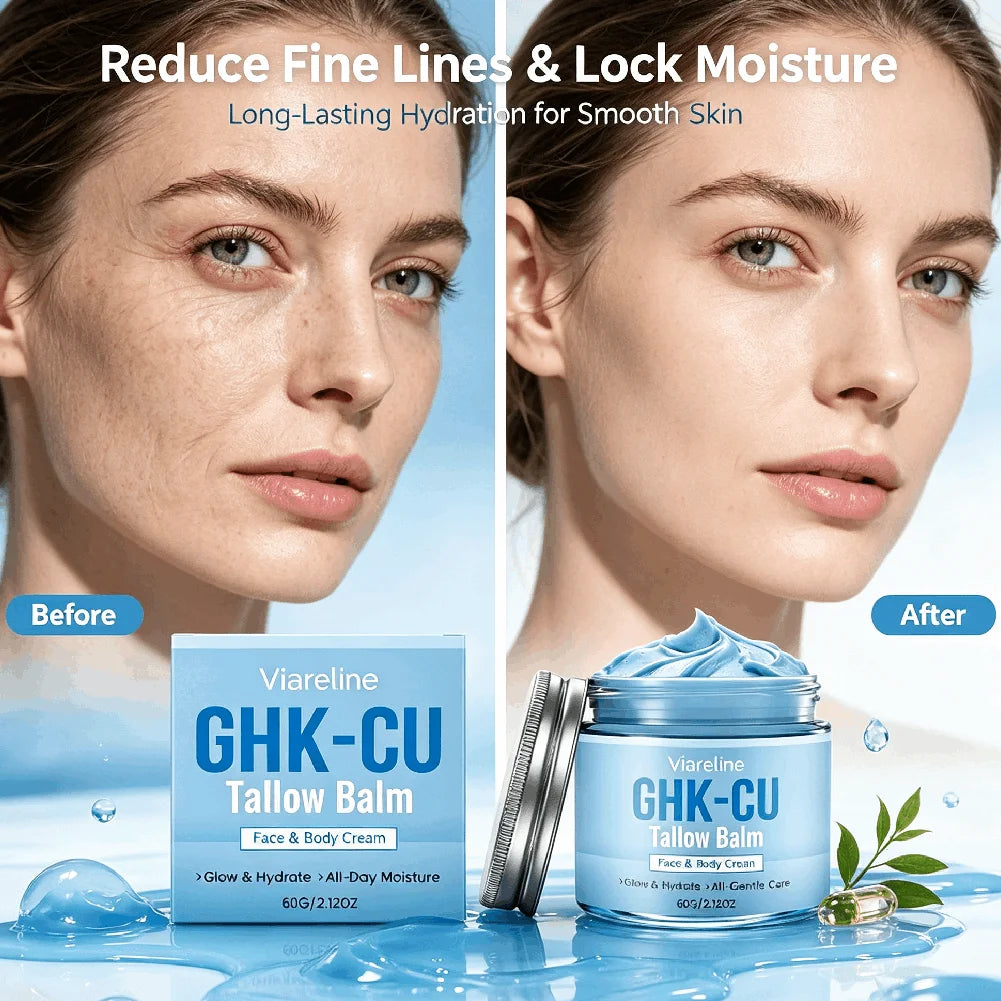 Baume au suif et peptide de cuivre GHK-CU, crème bleue pour peau sèche, hydratation en profondeur, nourrissant, non gras, unifie le teint, réduit les rides, soin de la peau.