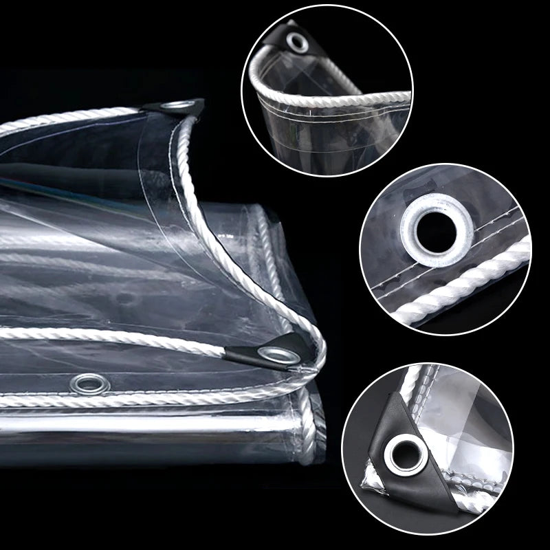 Bâche en PVC transparente épaissie de 0,35 mm/0,55 mm, housse de pluie pour plantes succulentes de jardin, rideau de bâche transparent pour pergola extérieure
